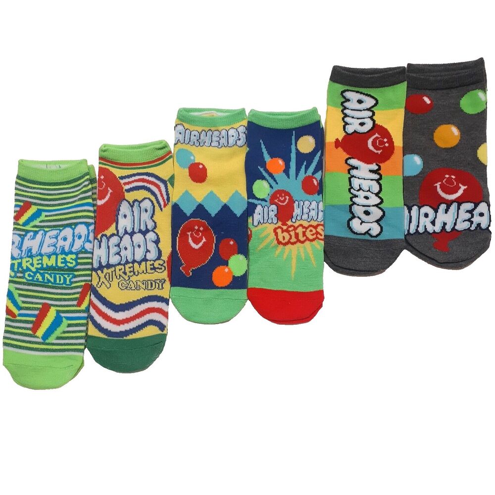 Airheads Candy Food Novelty 6-pair Mens Adult Size 6-12 Low Cut Socks NWOT
